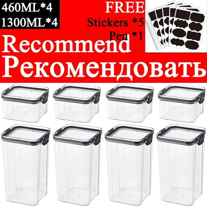 460-1800ml Sets Stapelbare Küche Versiegelte Glas Kunststoff Lebensmittel Lagerung Box Mehrkorn Tank Flasche Getrocknete Obst Tee Lagerung Container