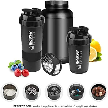 500ml Tragbare Protein Shaker Tasse mit Pulver Lagerung Container Mixer Tasse Gym Sport Wasser Flasche mit Draht Schneebesen Ball Trinkgeschirr