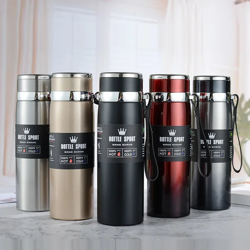 1000ml Thermowasserflasche Thermos Vakuumflasche Doppelter Edelstahl Kaffee Tee Isolierte Tasse Auslaufsicher für Büro