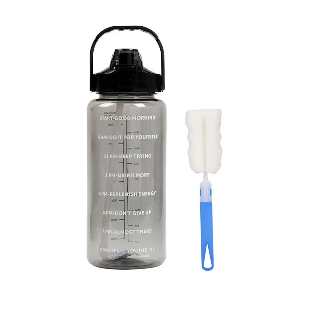 2L Große Wasserflasche Tragbare Kunststoff Stroh Reise Flasche Sport Fitness Tasse Hohe Wert Große Tasse Erwachsene Universal Wasser Flasche