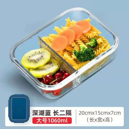 Mikrowelle Spezielle Glas Lunchbox Frischhaltebox Getrennte hitzebeständige Lunchbox Schüssel mit Deckel Familie mit Reis versiegelter Box