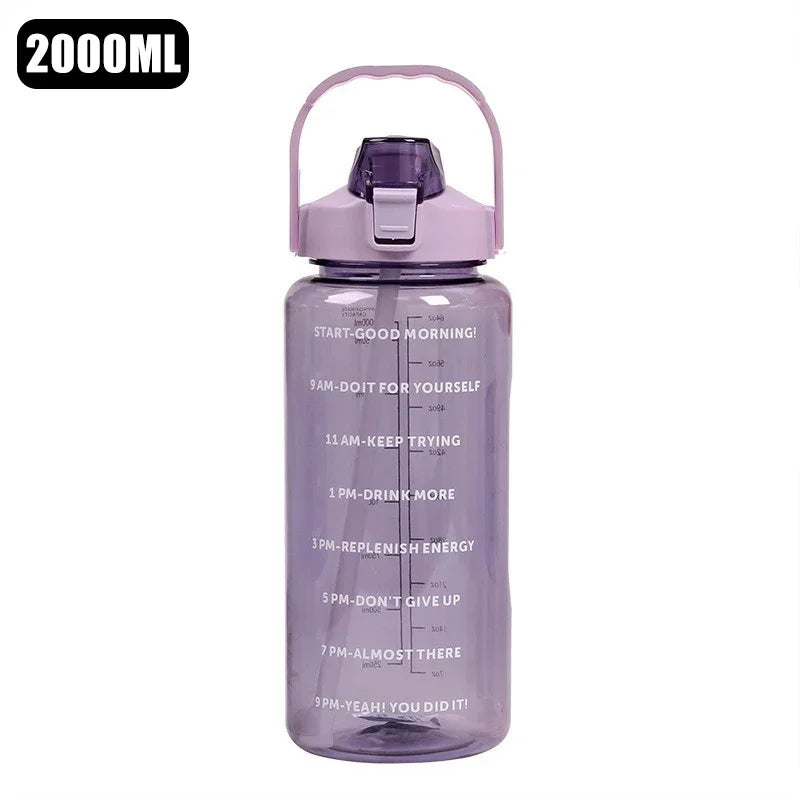 2L Große Wasserflasche Tragbare Kunststoff Stroh Reise Flasche Sport Fitness Tasse Hohe Wert Große Tasse Erwachsene Universal Wasser Flasche