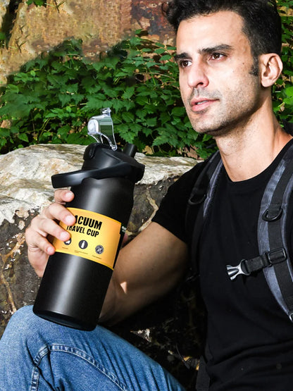 Outdoor Thermos Tragbare 304 Edelstahl Thermo Becher Tumbler Vakuum Flaschen Kalt und heiß Sport Wasserflasche mit Strohhalm