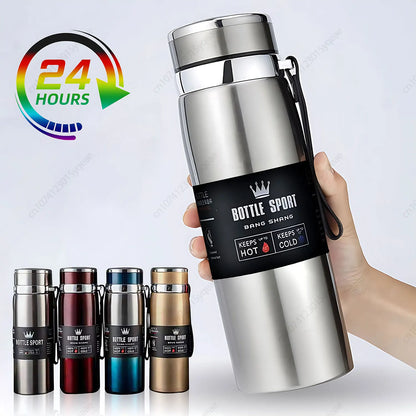 1000ml Thermowasserflasche Thermos Vakuumflasche Doppelter Edelstahl Kaffee Tee Isolierte Tasse Auslaufsicher für Büro