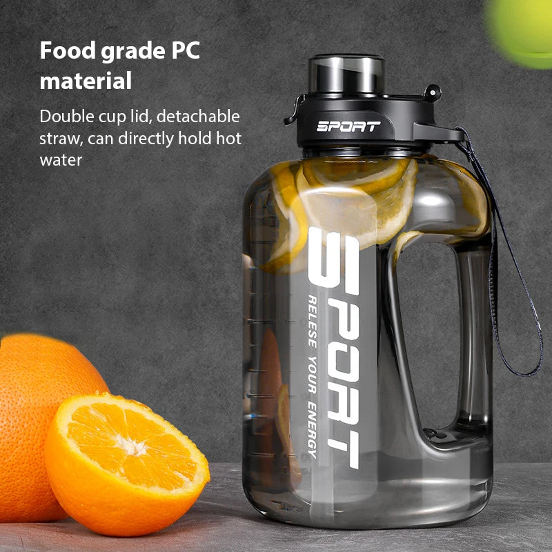 1,2L/1.7L/2.5L Große Kapazität Wasserflasche Große Bauch Tasse Sport Wasser Flasche Ton Ton Eimer Student Tragbare Kunststoff Raum Tasse